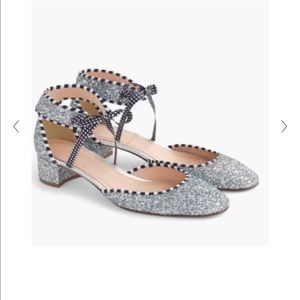 J.Crew Glittery Ankle Tie Shoes